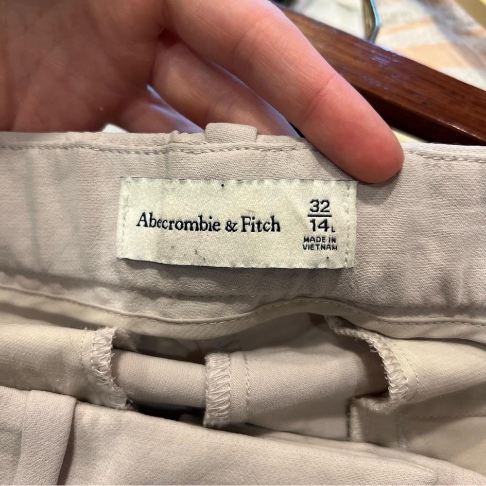 Abercrombie and Fitch Sloane Tailored Wide Leg Trousers Pants Beige Tan 32 14 L - Picture 7 of 8
